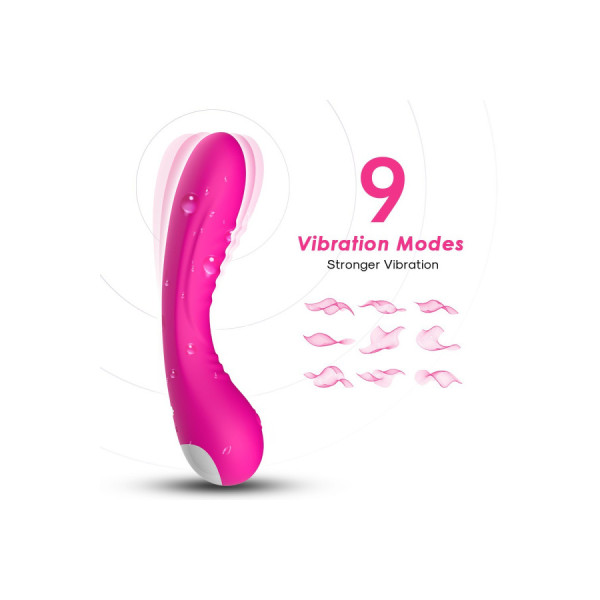 Vibromasseur courbé 9 modes de vibration rose 